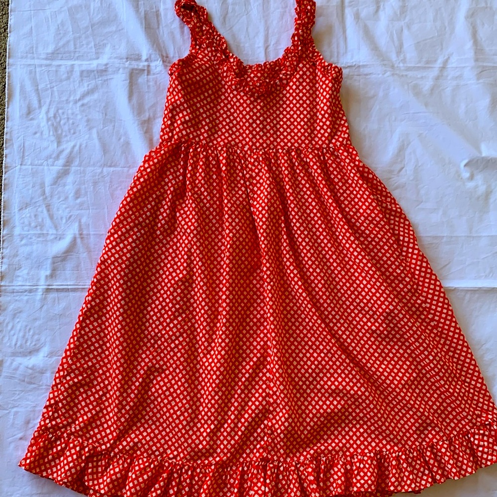 Vintage Red and White Ruffle Dress - Homemade - XS